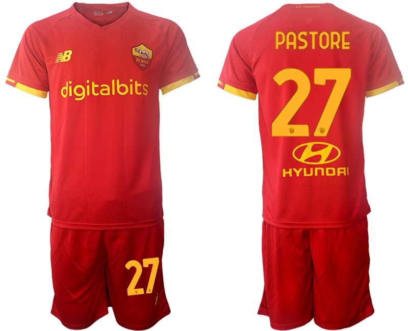Men 2021-2022 Club AS Roma home red #27 Soccer Jersey